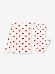 Girls-Long Sleeve Heart Pyjamas in Organic Cotton for Girls, by Petit Bateau