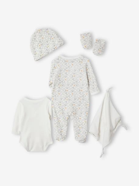 6-Piece Newborn Kit & Suitcase WHITE LIGHT ALL OVER PRINTED 