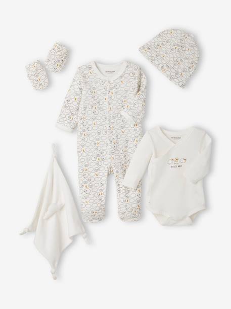 6-Piece Newborn Kit & Suitcase WHITE LIGHT ALL OVER PRINTED 
