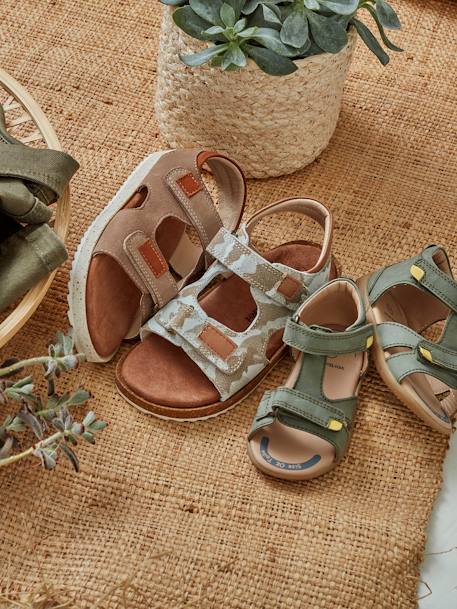 Anatomic Leather Sandals for Boys BROWN LIGHT SOLID+Dark Blue+GREY LIGHT ALL OVER PRINTED 