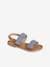 Sandals in Beaded Textile for Girls BLUE LIGHT SOLID WITH DESIGN 