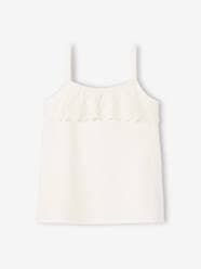 Girls-Tops-T-Shirts-Sleeveless Top with Ruffles in Broderie Anglaise for Girls