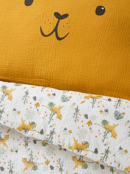 Duvet Cover for Babies, in Cotton Gauze, Hanoi WHITE LIGHT ALL OVER PRINTED 