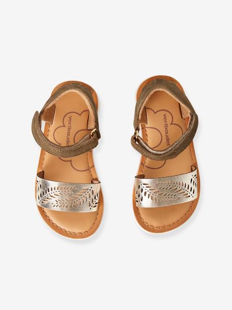 Leather Sandals for Girls, Designed for Autonomy GREEN MEDIUM 2 COLOR/MULTICOLR 