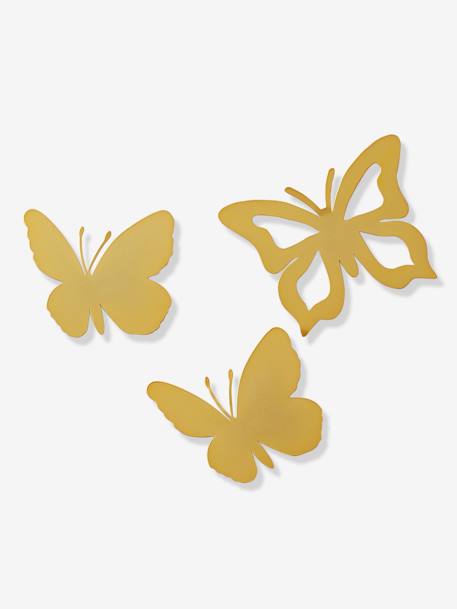 Set of 3 Butterflies in Brass YELLOW LIGHT SOLID 