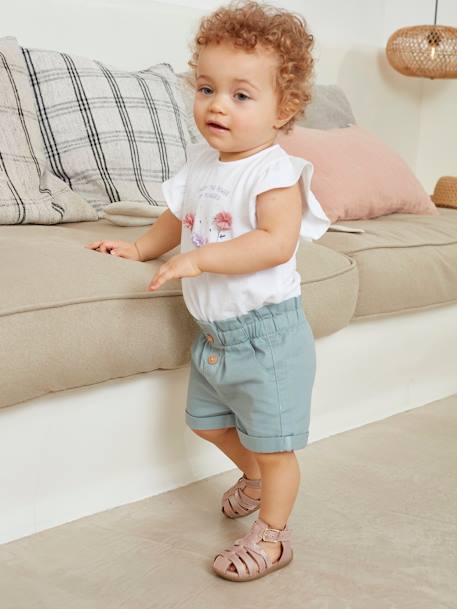 Shorts with Elasticated Waistband, for Babies clay beige+GREEN MEDIUM SOLID 