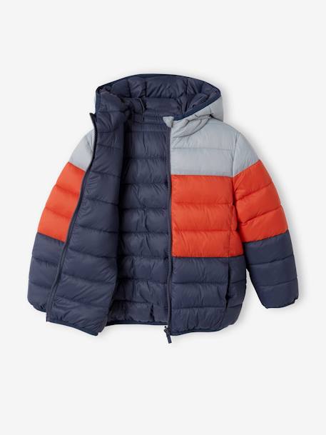 Reversible Lightweight Jacket with Recycled Polyester Padding for Boys -  blue medium striped, Boys | Vertbaudet