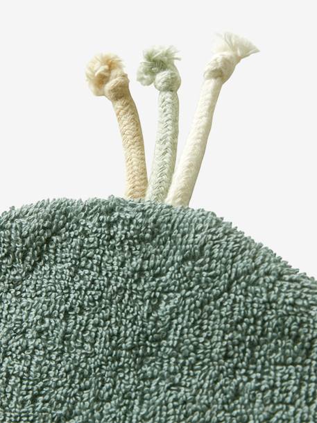 Pack of 2 Bath Mitts, Under the Ocean BLUE MEDIUM SOLID WITH DESIGN+sage green 