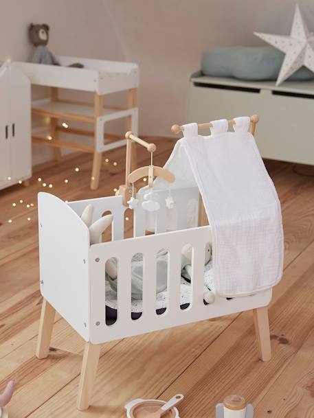 Wooden Bed with Legs for Dolls - FSC®100% Certified Wood/White 