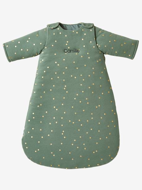 Baby Sleep Bag with Removable Sleeves, Green Forest Dark Green/Print+WHITE LIGHT ALL OVER PRINTED 