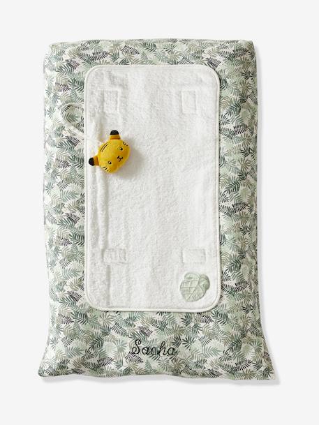 Cover for Changing Mattress, Hanoi multicoloured+printed beige+sage green+WHITE LIGHT ALL OVER PRINTED 