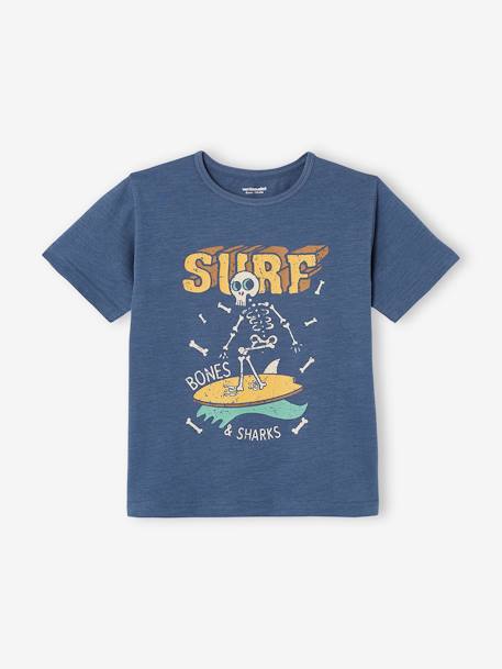 T-Shirt with Graphic Motif for Boys BLUE DARK SOLID WITH DESIGN 