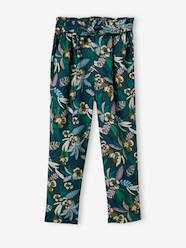 Fluid Cropped Trousers with Floral Print, for Girls