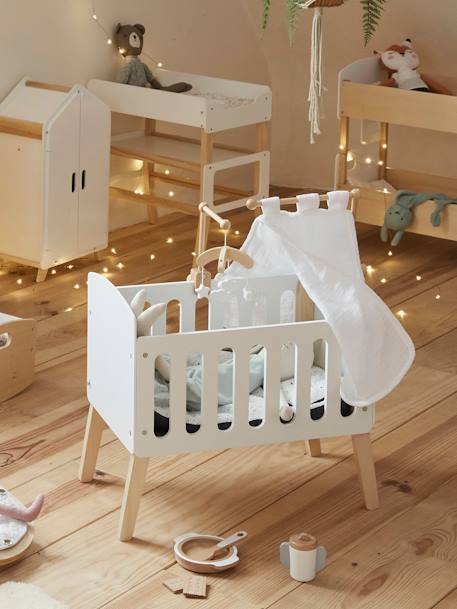 Wooden Bed with Legs for Dolls - FSC®100% Certified Wood/White 