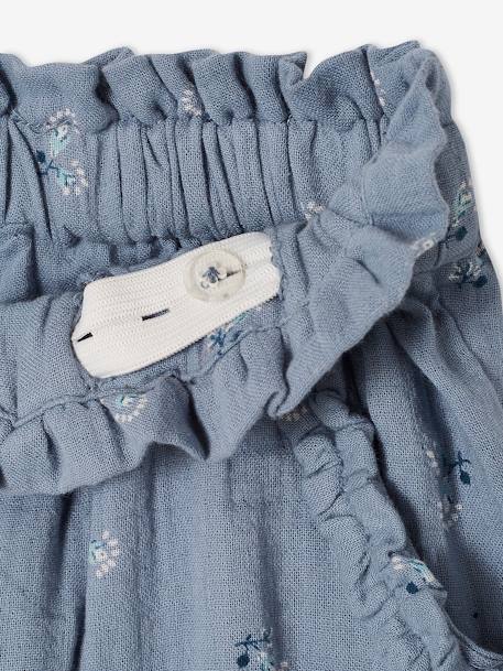 Cropped Cotton Gauze Trousers with Floral Print, for Girls anthracite+BLUE MEDIUM ALL OVER PRINTED+coral 