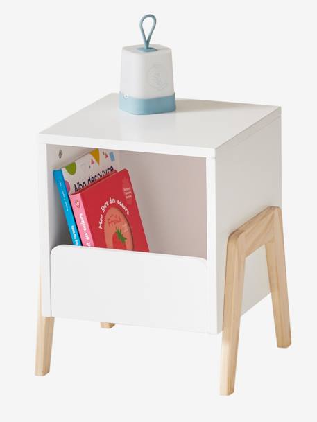 Bedside Table for Kids, Rétro Theme pale pink+WHITE LIGHT SOLID 