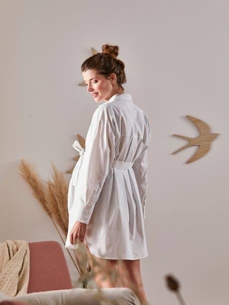 Poplin Shirt, Maternity & Nursing Special WHITE LIGHT SOLID 