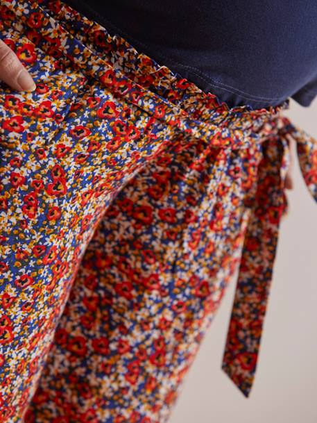 Printed, Fluid Trousers in Viscose, for Maternity BLUE DARK ALL OVER PRINTED 