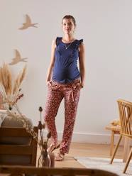 Maternity-Printed, Fluid Trousers in Viscose, for Maternity