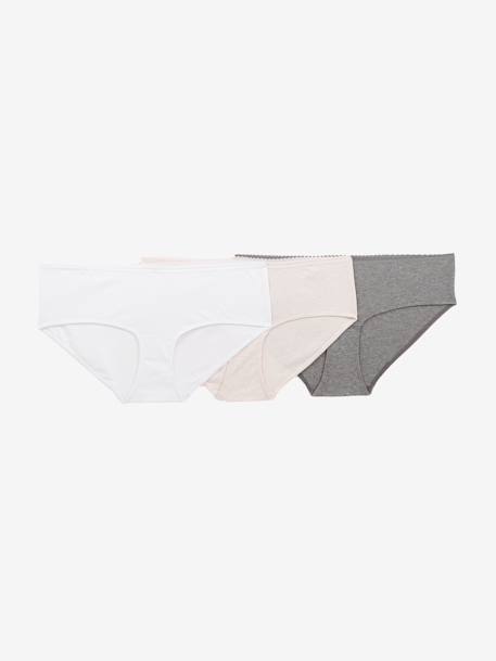Pack of 3 Cotton Shorties for Maternity black+GREY LIGHT SOLID 