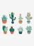 8 Large Cactus Stickers GREEN MEDIUM SOLID WITH DESIG 