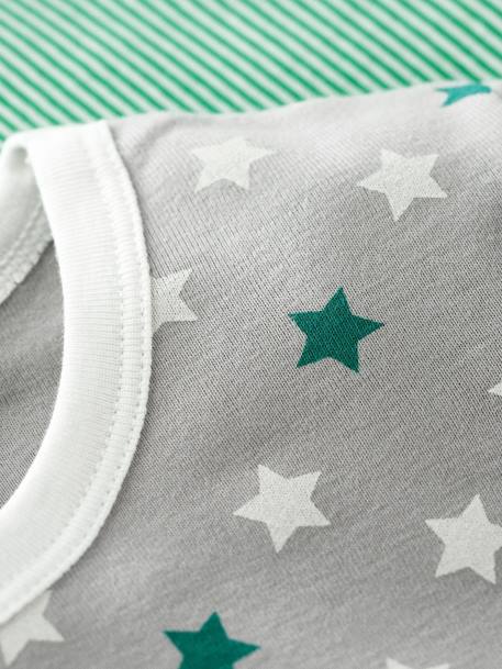 Pack of 2 Stars & Stripes Short Pyjamas in Cotton for Boys, by PETIT BATEAU GREEN MEDIUM STRIPED 