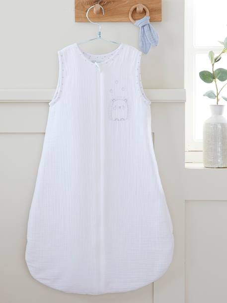 Summer Special Baby Sleep Bag with opening in the middle, HERISSON MIGNON White 