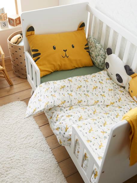 Duvet Cover for Babies, in Cotton Gauze, Hanoi WHITE LIGHT ALL OVER PRINTED 