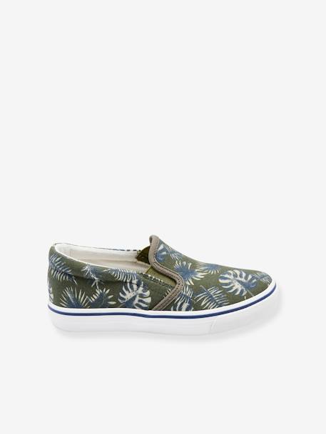 Slip-On Trainers for Boys GREEN DARK ALL OVER PRINTED 