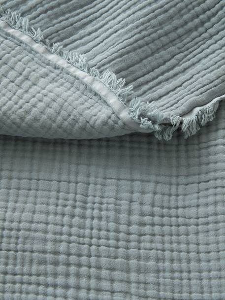 Blanket in Organic Cotton Gauze BLUE DARK SOLID+Brown+Pink 