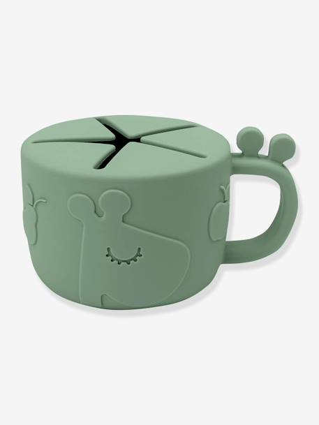 Snack Cup in Silicone, Peekaboo Raffi by DONE BY DEER green+mustard 