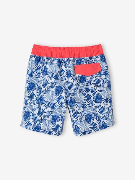Swim Shorts with Foliage Print, for Boys BLUE MEDIUM ALL OVER PRINTED 