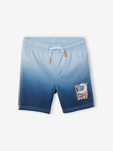 Dip-Dye Swim Shorts for Boys BLUE DARK ALL OVER PRINTED 