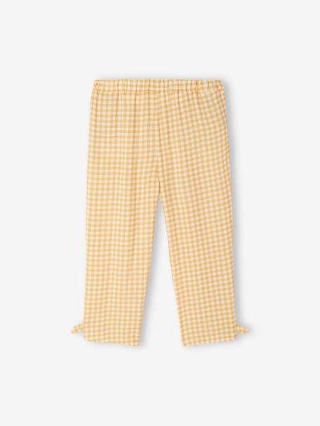 Cropped Fluid Trousers with Print, for Girls YELLOW LIGHT CHECKS 