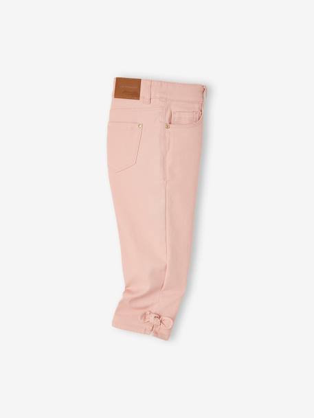 Cropped Trousers with Bows for Girls peach+PINK MEDIUM SOLID 