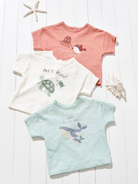 'Sea Animals' T-Shirt for Babies BEIGE LIGHT SOLID WITH DESIGN 