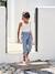Cropped Cotton Gauze Trousers with Floral Print, for Girls anthracite+BLUE MEDIUM ALL OVER PRINTED+coral 