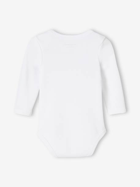 Pack of 3 Long Sleeve Bodysuits in Organic Cotton, Full-Length Opening, for Babies WHITE LIGHT TWO COLOR/MULTICOL 