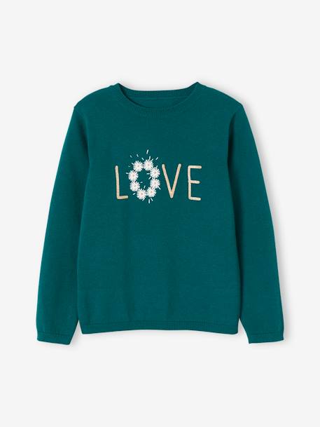 Top with Message & Iridescent Inscription in Relief, for Girls BLUE MEDIUM SOLID WITH DESIGN+BROWN LIGHT SOLID WITH DESIGN+GREEN DARK SOLID WITH DESIGN 