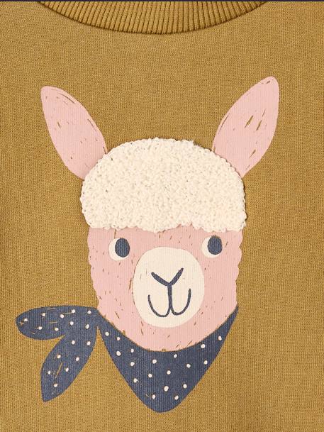 Llama Sweatshirt, in Fleece, for Babies GREEN DARK SOLID WITH DESIGN 