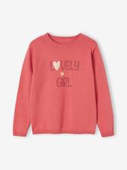 Girls-Cardigans, Jumpers & Sweatshirts-Top with Message & Iridescent Inscription in Relief, for Girls