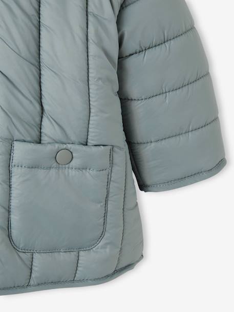 Padded Jacket with Hood, for Babies GREEN MEDIUM SOLID 