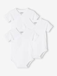 Baby-Bodysuits & Sleepsuits-Pack of 3 Short Sleeve Bodysuits,Full-Length Opening, Organic Collection, for Newborn Babies