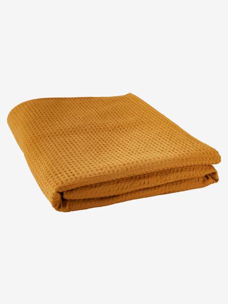 Honeycomb Bedspread ORANGE MEDIUM SOLID+PURPLE LIGHT SOLID 