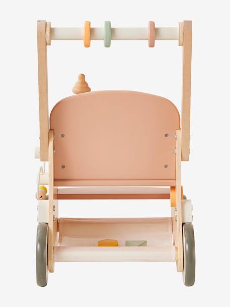 Walker with Seat for Doll, in FSC®100% Wood green+pink 
