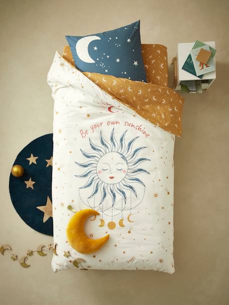 Oeko-Tex® Duvet Cover + Pillowcase Set for Children, Astro WHITE MEDIUM SOLID WITH DESIGN 