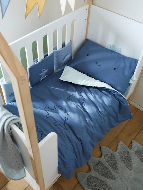 Pillowcase for Babies, Little Dino BLUE MEDIUM SOLID 