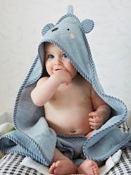 -Baby Hooded Bath Cape With Embroidered Animals