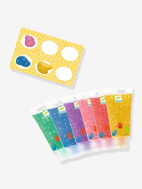 6 Tubes of Glittery Finger Paint by DJECO yellow 