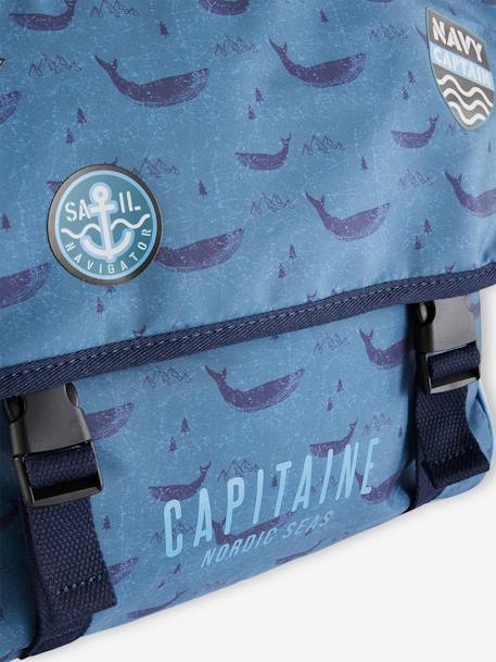 'Captain' Satchel and Matching Pencil Case BLUE DARK ALL OVER PRINTED 